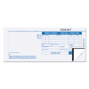 TOPS Credit Card Sales Slip, Three-Part Carbonless, 7.78 x 3.25, 100 Forms Total