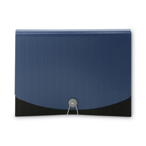 Smead 12-Pocket Poly Expanding File, 0.88" Expansion, 12 Sections, Cord/Hook Closure, 1/6-Cut Tabs, Letter Size, Black/Blue