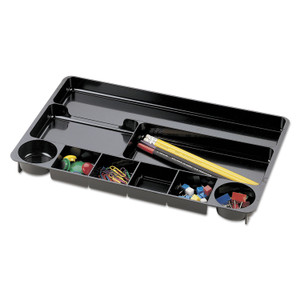 Universal Recycled Drawer Organizer, Nine Compartments, 14 x 9.13 x 1.13, Plastic, Black (UNV08120) View Product Image