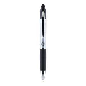 Zebra Z-Grip MAX Ballpoint Pen, Retractable, Medium 1 mm, Black Ink, Silver/Black Barrel, 12/Pack