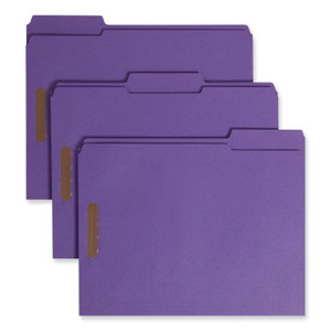 Smead Top Tab Colored Fastener Folders, 0.75" Expansion, 2 Fasteners, Letter Size, Purple Exterior, 50/Box (SMD13040) View Product Image