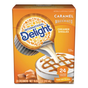 International Delight Flavored Liquid Non-Dairy Coffee Creamer, Caramel Macchiato, 0.5 oz Mini Cups, 24/Box