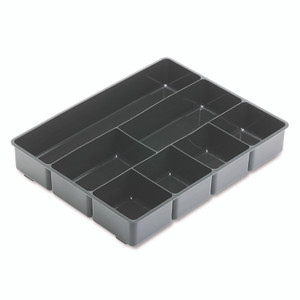 Rubbermaid Extra Deep Desk Drawer Director Tray, Seven Compartments, 11.88 x 15 x 2.5, Plastic, Black