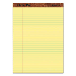 TOPS "The Legal Pad" Ruled Perforated Pads, Wide/Legal Rule, 50 Canary-Yellow 8.5 x 11 Sheets, 3/Pack