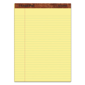 TOPS "The Legal Pad" Ruled Perforated Pads, Wide/Legal Rule, 50 Canary-Yellow 8.5 x 11 Sheets, 3/Pack (TOP75327) View Product Image