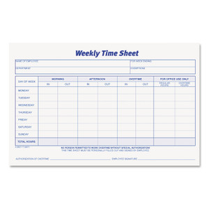 TOPS Weekly Time Sheets, One-Part (No Copies), 8.5 x 5.5, 50 Forms/Pad, 2 Pads/Pack View Product Image