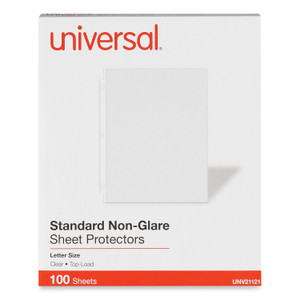 Universal Standard Sheet Protector, Standard, 8.5 x 11, Clear, Non-Glare, 100/Box