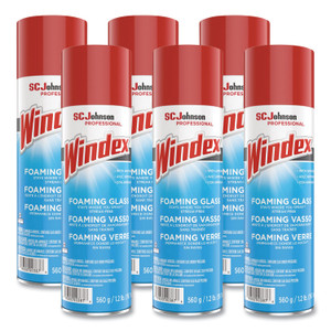 Windex Foaming Glass Cleaner, Fresh, 20 oz Aerosol Spray, 6/Carton