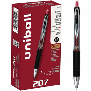 uniball™ 207 Gel Pen - 0.5 mm Micro Pen Point - Refillable - Retractable - Red Ink - Gel-based