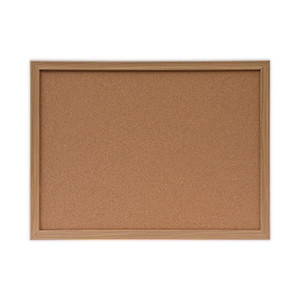 Universal Cork Board with Oak Style Frame, 24" x 18", Tan Surface, Oak Finished Wood Frame