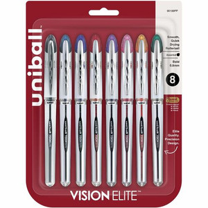 uniball™ Vision Elite Rollerball Pen - 0.8 mm Bold Pen Point - Refillable - Retractable - Assorted Ink - Gel-based