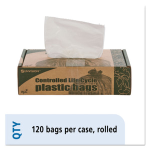 Stout by Envision Controlled Life-Cycle Plastic Trash Bags, 13 gal, 0.7 mil, 24" x 30", White, 120/Box (STOG2430W70) View Product Image