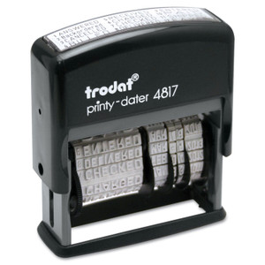 Trodat Printy Economy 12-Message Date Stamp, Self-Inking, 2" x 0.38", Black Trodat Printy Economy 12-Message Date Stamp, Self-Inking, 2" x 0.38", Black