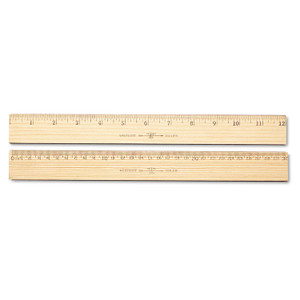Westcott Wood Ruler, Metric and 1/16" Scale with Single Metal Edge, 12"/30 cm Long
