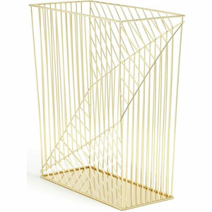 U Brands Vena Waste Basket - Sturdy, Lightweight - 6.1" Height x 12.2" Width - Metal Wire - Gold