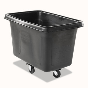Rubbermaid Commercial Cube Truck, 59 gal, 300 lb Capacity, Plastic, Black (RCP4608BLA) View Product Image