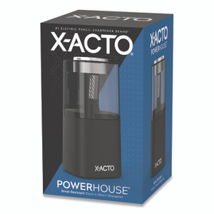 X-ACTO Model 1799 Powerhouse Office Electric Pencil Sharpener, AC-Powered, 3 x 3 x 7, Black/Silver/Smoke
