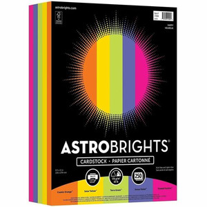 Astrobrights Color Card Stock "Happy" , 5 Assorted Colours - Letter - 8 1/2" x 11" - 65 lb Basis Weight - Acid-free, Lignin-free - Cosmic Orange, Solar Yellow, Terra Green, Venus Violet, Fireball Fuchsia