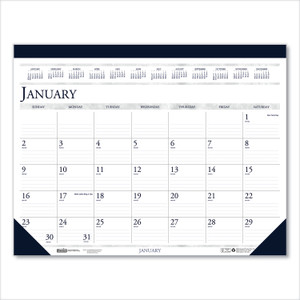 House of Doolittle Recycled Two-Color Perforated Monthly Desk Pad Calendar, 18.5 x 13, Blue Binding/Corners, 12-Month (Jan-Dec): 2024 View Product Image