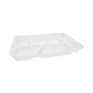 Pactiv Evergreen Foam School Trays, 6-Compartment, 8.5 x 11.5 x 1.25, White, 500/Carton (PCT0TH10601SGBX) View Product Image