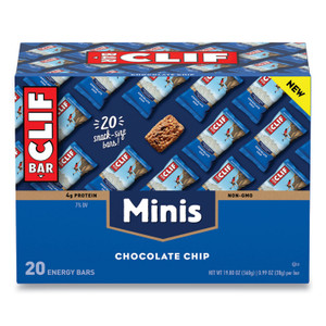 CLIF Bar Energy Bar, Mini Chocolate Chip, 0.99 oz Bar, 20/Box