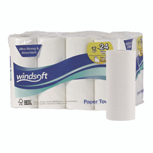 Windsoft Premium Kitchen Roll Towels, 2-Ply, 11 x 6, White, 110/Roll, 12 Rolls/Carton
