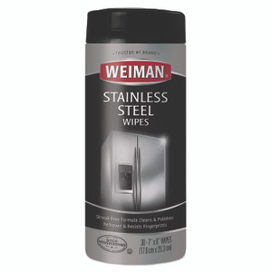 WEIMAN Stainless Steel Wipes, 1-Ply, 7 x 8, White, 30/Canister