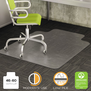 deflecto DuraMat Moderate Use Chair Mat for Low Pile Carpet, 46 x 60, Wide Lipped, Clear (DEFCM13433F) View Product Image