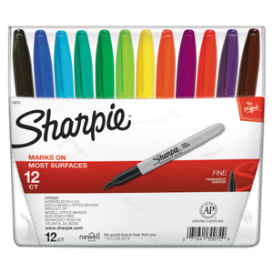 Sharpie Fine Tip Permanent Marker, Fine Bullet Tip, Assorted Colors, 12/Set (SAN30072) View Product Image