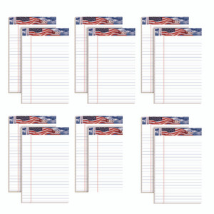 TOPS American Pride Writing Pad, Narrow Rule, Red/White/Blue Headband, 50 White 5 x 8 Sheets, 12/Pack