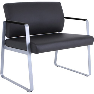 Lorell Healthcare Reception Big & Tall Sled Base Guest Chair - Silver Frame Color - Powder Coated Steel Frame Material - Sled Base - Black - Vinyl