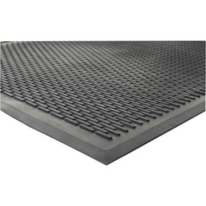 Genuine Joe Clean Step Scraper Floor Mats - Outside Entrance, Outdoor - 60" Length x 36" Width - Rubber - Black