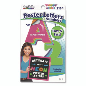 ArtSkills Neon Color Poster Letters and Numbers, 310/Pack