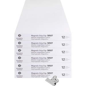 Business Source Magnetic Grip Clips Pack - No. 2 - 2.3" Width - for Paper - Magnetic, Heavy Duty - Silver - (BSN58507BD)
