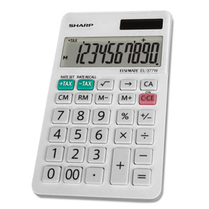 Sharp EL-377WB Large Pocket Calculator, 10-Digit LCD (SHREL377WB) View Product Image