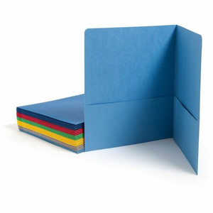 Smead Letter Recycled Pocket Folder - 8 1/2" x 11" - 2 Pocket(s) - 11 pt. - Leatherette - Blue, Dark Blue, Gray, Green, Red, Yellow
