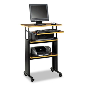 Safco Muv Stand-Up Adjustable-Height Desk, 29.5" x 22" x 35" to 49", Cherry/Black