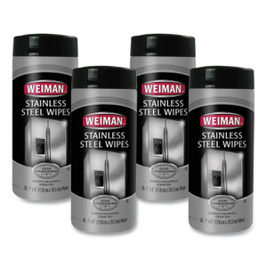 WEIMAN Stainless Steel Wipes, 1-Ply, 7 x 8, White, 30/Canister, 4 Canisters/Carton (WMN92CT) View Product Image