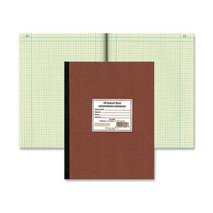 Rediform Quad Ruled Lab Computation Notebook - 75 Sheets - Ruled Margin - 9 1/4" x 11 3/4" Sheet Size - Green Paper - Brown Pressboard Cover