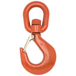 Apex Tool Group No. 7 Alloy Latched Swivel Hoist Hooks, Bail Size 1 21/32 in, Painted Orange View Product Image