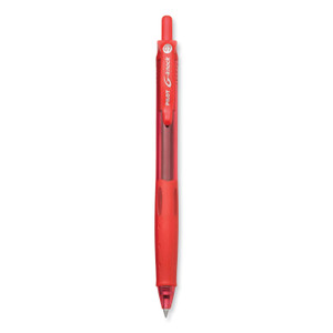Pilot G-Knock BeGreen Gel Pen, Retractable, Fine 0.7 mm, Red Ink, Translucent Red/Red Barrel, Dozen