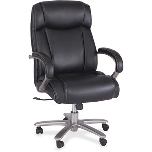 Safco Big & Tall Leather High-Back Task Chair - Black Seat Color - Bonded Leather Seat Material - High Back - Armrest