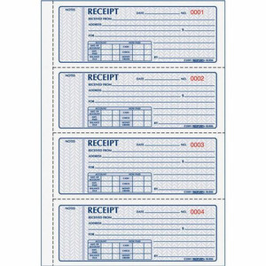 Rediform 3-part Carbonless Money Receipt Book - 100 Sheet(s) - Book Bound - 3 Part - Carbonless Copy - 7" x 2.75" Sheet Size