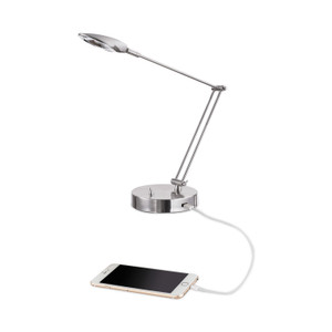 Alera Adjustable LED Task Lamp with USB Port, 11w x 6.25d x 26h, Brushed Nickel (ALELED900S) View Product Image