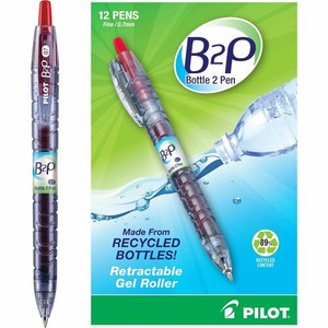 Pilot BeGreen B2P Fine Point Gel Pens - 0.7 mm Fine Pen Point - Refillable - Retractable - Red Ink - Gel-based