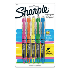 Sharpie Liquid Pen Style Highlighters, Assorted Ink Colors, Chisel Tip, Assorted Barrel Colors, 5/Set