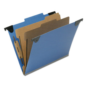 AbilityOne 7530016817011, SKILCRAFT Classification Folder, 2" Expansion, 2 Dividers, 6 Fasteners, Letter Size, Royal Blue, 10/Box