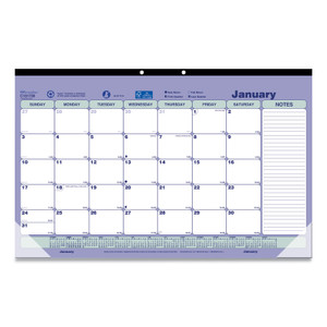 Brownline Monthly Desk Pad Calendar, 17.75 x 10.88, White/Blue/Green Sheets, Black Binding, Clear Corners, 12-Month (Jan to Dec): 2024 View Product Image