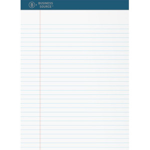 Business Source Premium Writing Pad - 50 Sheets - 0.20" Height x 8.5" Width x 11.8" Length - White Paper - Tear Proof, Sturdy Back, Bleed-free