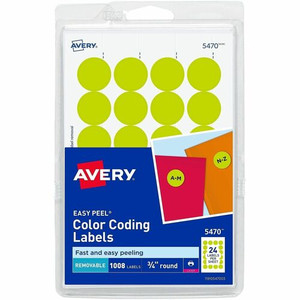 Avery Color-Coding Labels - 3/4" Diameter - Removable Adhesive - Round - Laser - Neon Yellow